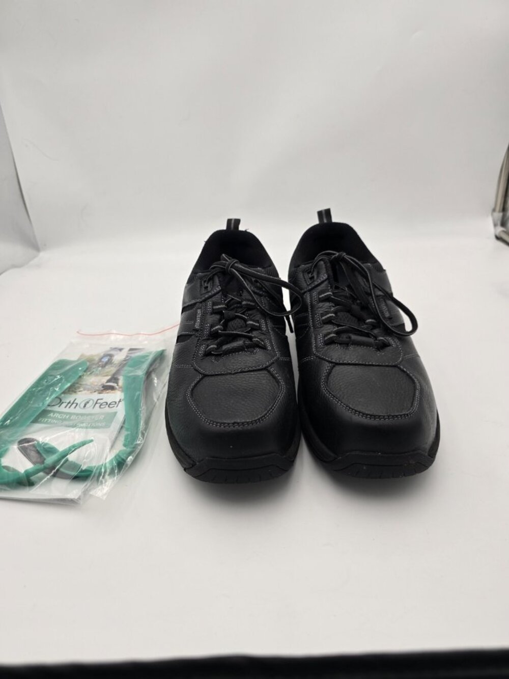 Orthofeet Men's Leather Walking Shoes Black Size 10 2E Wide Waterproof Orthopedi